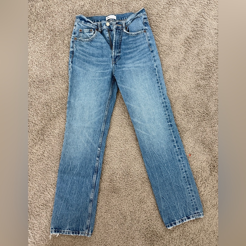 Zara Light Blue Straight Leg Jeans